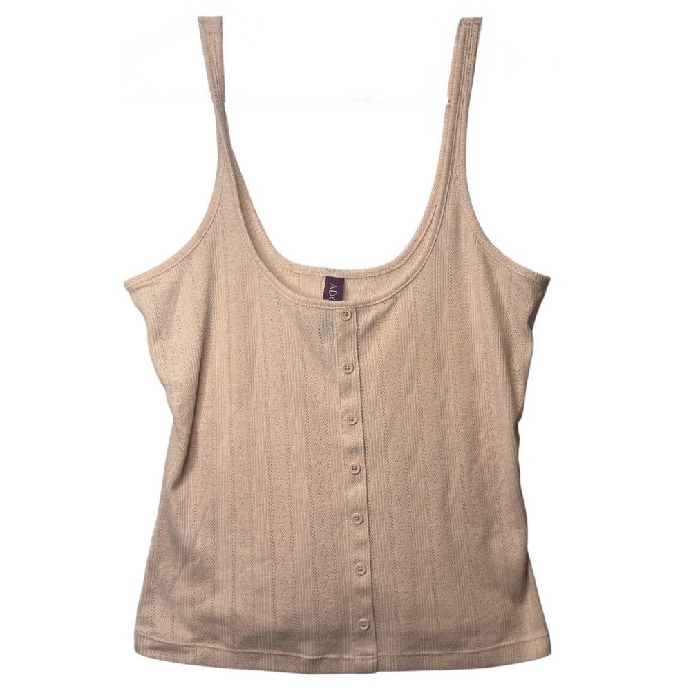 Adore Me Women's Size M Salmon Peach Ribbed Tank Top Cropped Loungewear